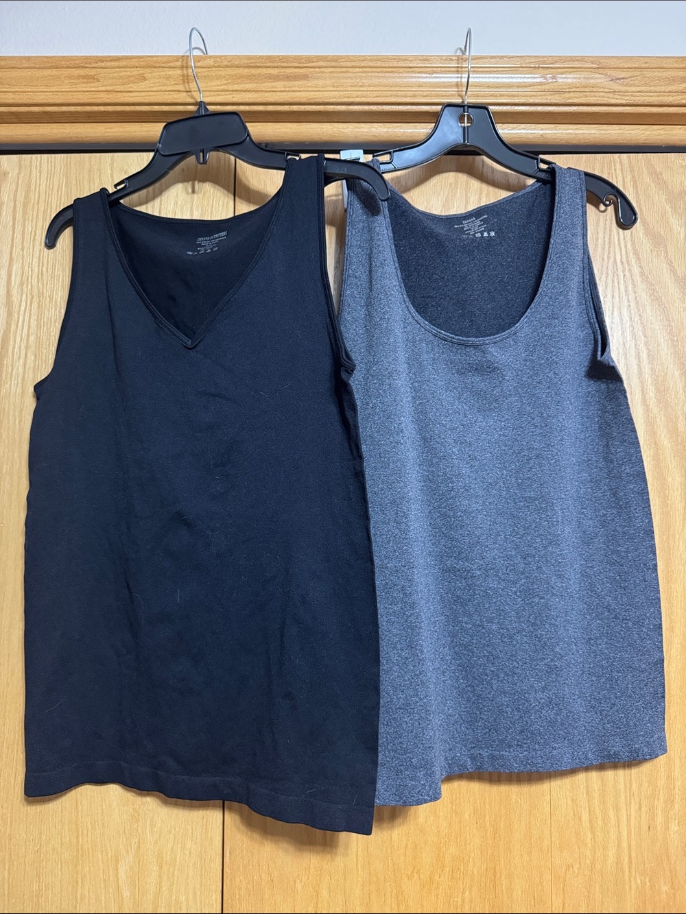 Zenana Outfitters Two-Pack Tank Tops in Black  v-neck and Gray scoop neck